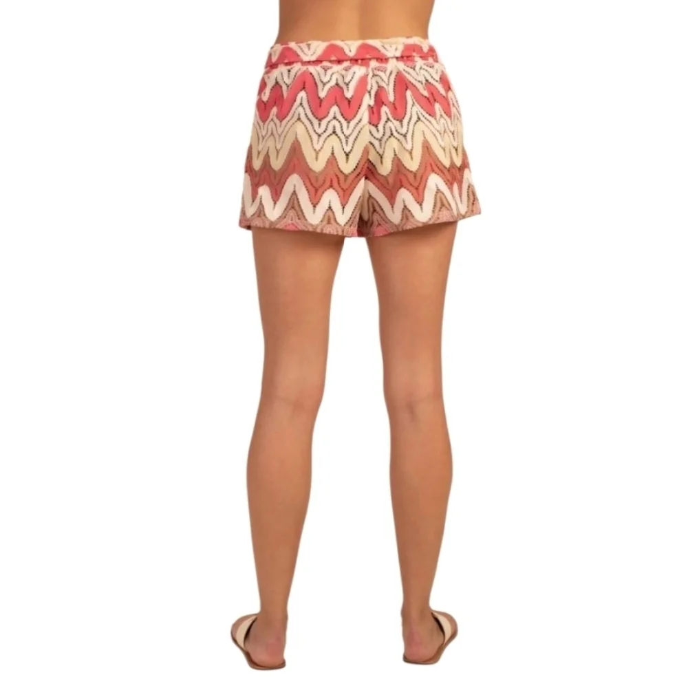 Trina Turk Palisades Chevron Crochet Cover-up Shorts White Geranium Size XS